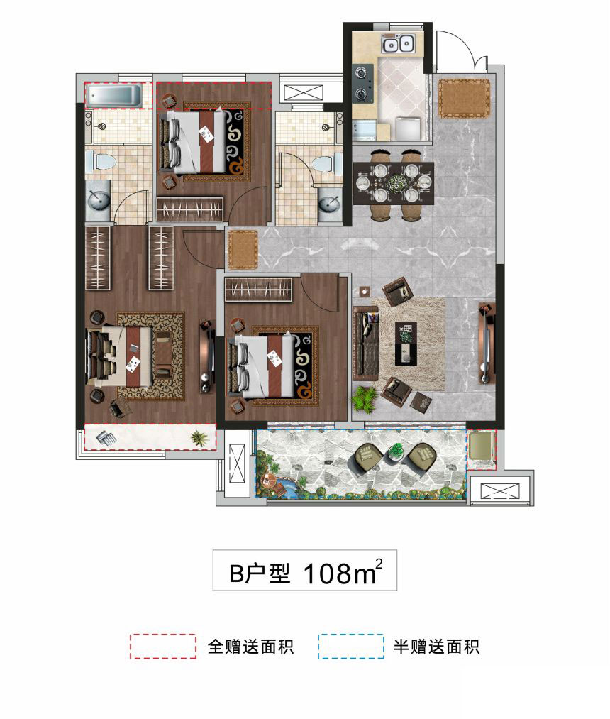 荆州楚天都市&middot;润园B户型