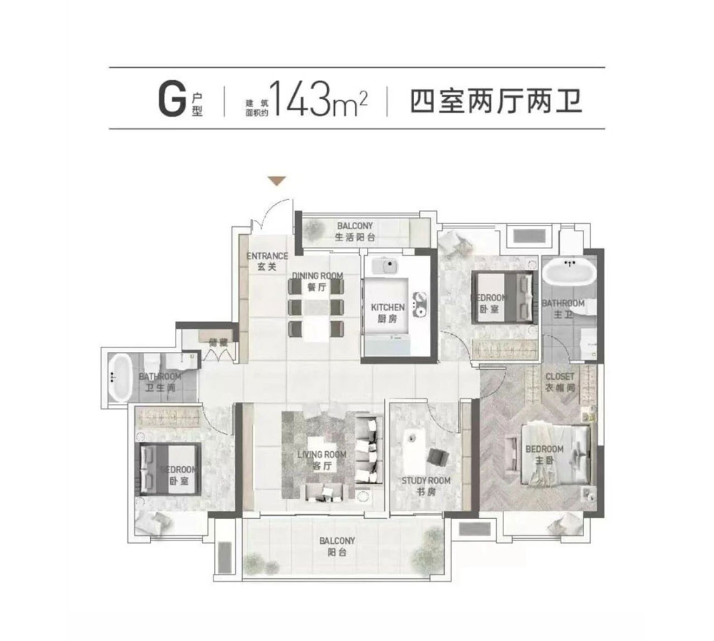 洪湖市洪湖壹号院G户型