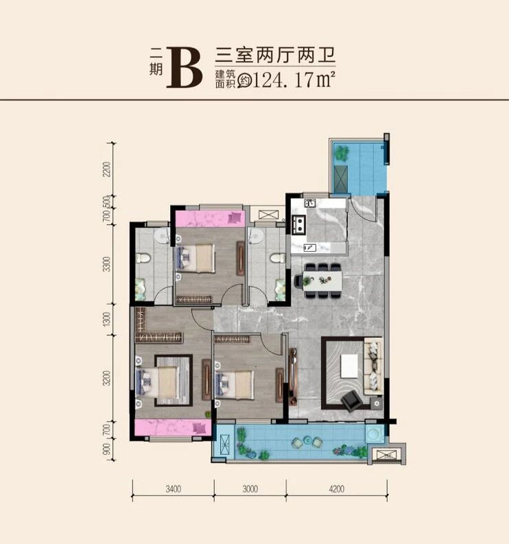 洪湖市御湖公馆二期B户型
