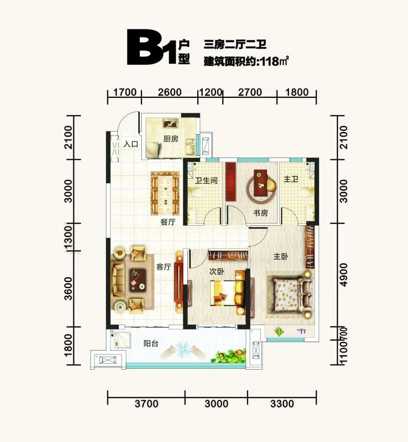 洪湖市桃园雅居&middot;颐和苑B1户型